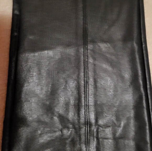 BCBG MaxAzria Faux Leather Black Pants Wide Leg Flair Size Medium Side Zipper - Picture 3 of 11